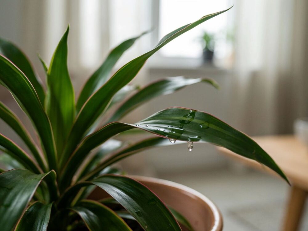 rosnąca dracena w doniczce